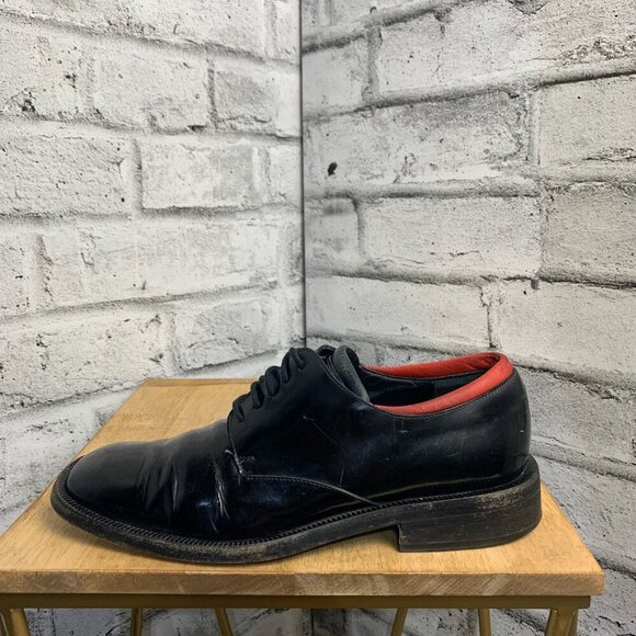 Gucci Vintage 90s Black Patent Leather Square Toe Derby Shoe - Picture 3 of 11